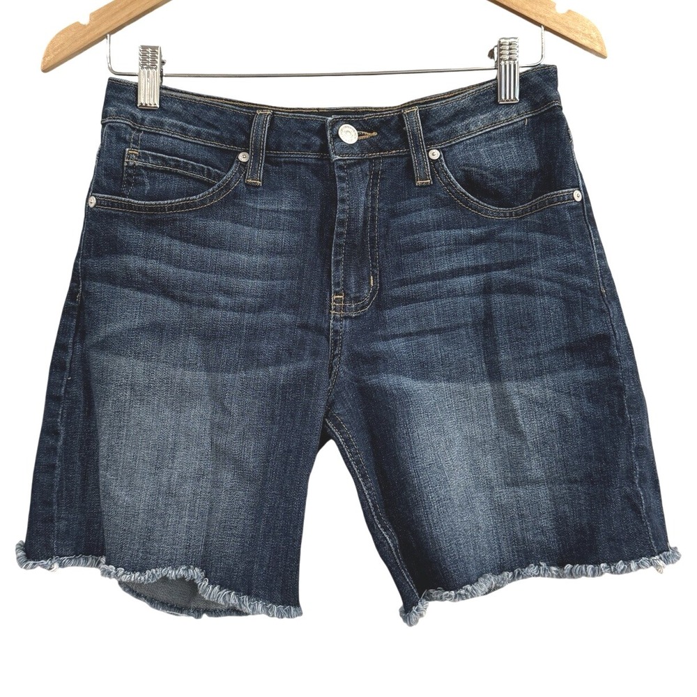Just Black Denim Jean Shorts Dark Wash Cotton Raw Hem Pockets S Made in USA‎